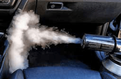 Interior treatment to remove odors from a vehicle cabin